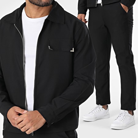 Frilivin - Conjunto Chaqueta Con Cremallera Y Pantalón Negro