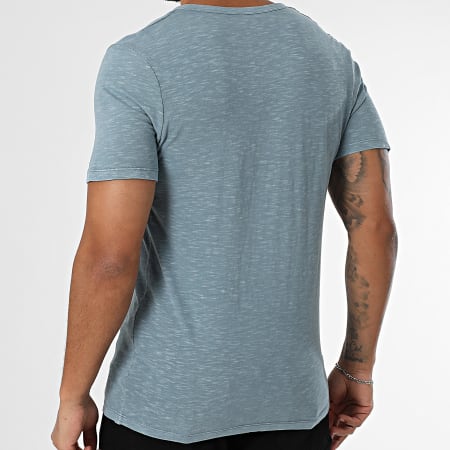 Jack And Jones - Camiseta azul con cuello en V dividido