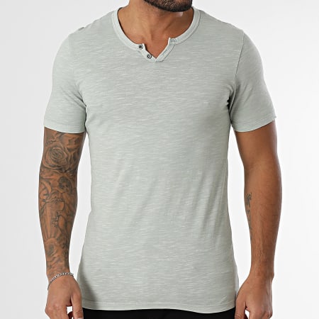 Jack And Jones - Camiseta cuello pico partido Verde jaspeado