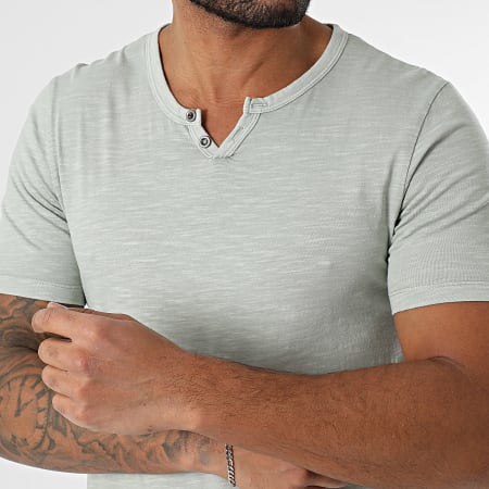 Jack And Jones - Camiseta cuello pico partido Verde jaspeado