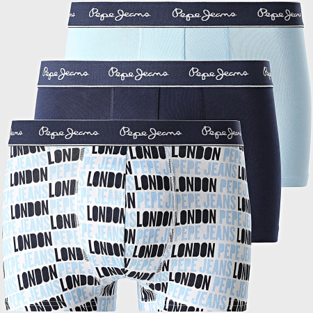 Pepe Jeans - Lot De 3 Boxers PMU11175 Blanc Bleu Clair Bleu Marine