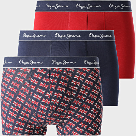 Pepe Jeans - Lot De 3 Boxers PMU11178 Rouge Bleu Marine