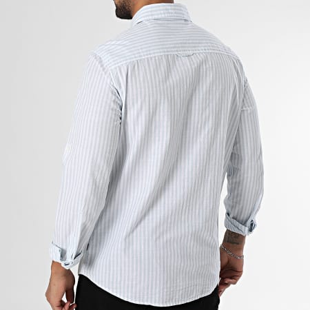 Tiffosi - Chemise Manches Longues A Rayures Martin 10060177 Blanc Bleu Clair