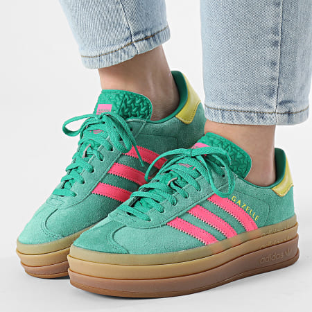 Adidas Originals - Baskets Femme Gazelle Bold W JH9668 Court Green Lucid Pink Pure Sulfur