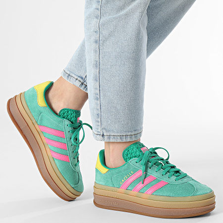 Adidas Originals - Baskets Femme Gazelle Bold W JH9668 Court Green Lucid Pink Pure Sulfur