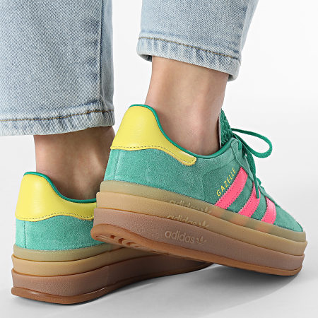 Adidas Originals - Baskets Femme Gazelle Bold W JH9668 Court Green Lucid Pink Pure Sulfur
