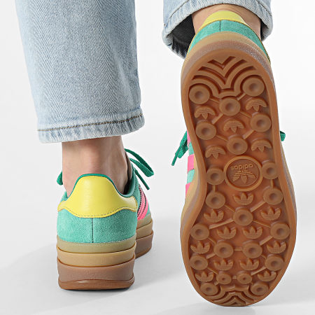 Adidas Originals - Baskets Femme Gazelle Bold W JH9668 Court Green Lucid Pink Pure Sulfur