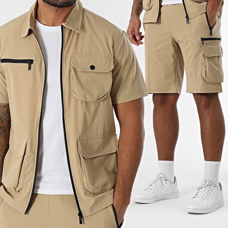 Classic Series - Ensemble Chemise Manches Courtes Et Short Jogging Beige