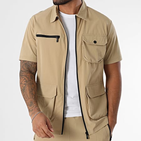 Classic Series - Ensemble Chemise Manches Courtes Et Short Jogging Beige