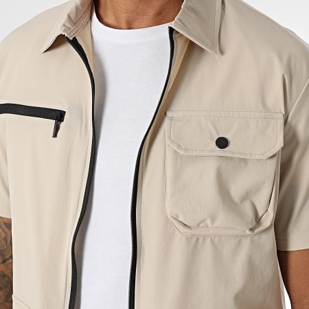 Classic Series - Ensemble Chemise Manches Courtes Et Short Jogging Beige Clair