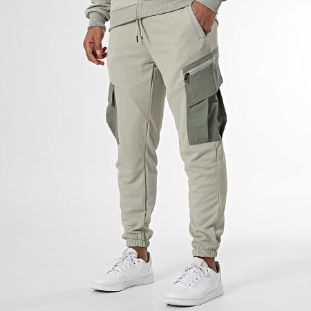 Classic Series - Ensemble Sweat Zippé Capuche Et Pantalon Cargo Vert Kaki Clair
