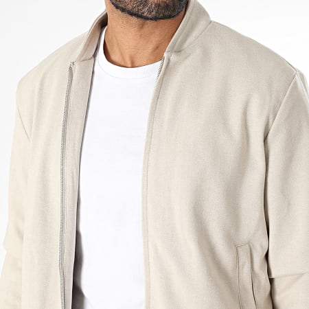 Frilivin - Conjunto Chaqueta Con Cremallera Y Pantalón Beige