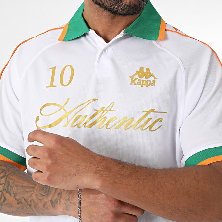 Kappa - Polo de Mangas Cortas Banda 351T3FW Blanco Verde Naranja Dorado