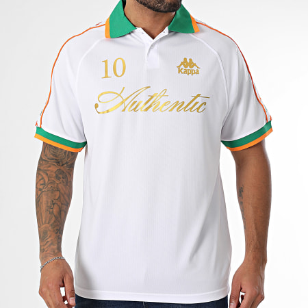 Kappa - Polo de Mangas Cortas Banda 351T3FW Blanco Verde Naranja Dorado