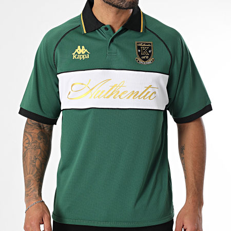 Kappa - Polo de Mangas Cortas Authentic Norton 371X35W Verde Blanco Negro Dorado