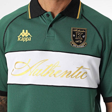 Kappa - Polo de Mangas Cortas Authentic Norton 371X35W Verde Blanco Negro Dorado