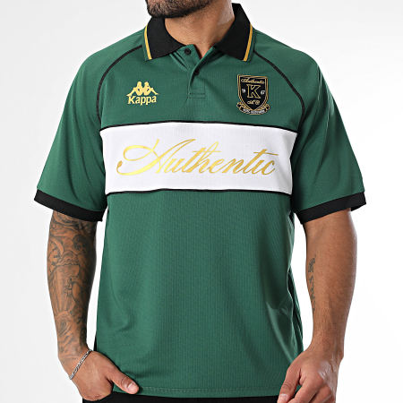 Kappa - Polo de Mangas Cortas Authentic Norton 371X35W Verde Blanco Negro Dorado