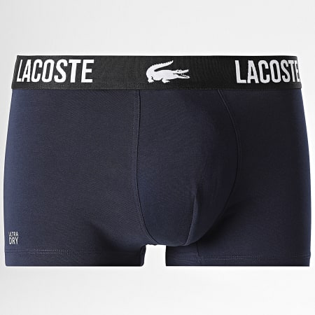 Lacoste - Lot De 3 Boxers Logo Brodé Crocodile Bleu Marine Gris Anthracite