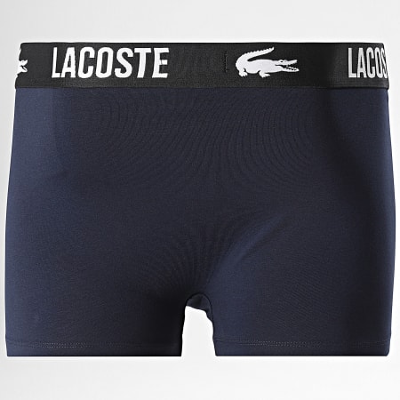 Lacoste - Lot De 3 Boxers Logo Brodé Crocodile Bleu Marine Gris Anthracite