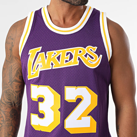 Mitchell and Ness - Los Angeles Lakers Magic Johnson Paars Swingman Road Basketbal Jersey