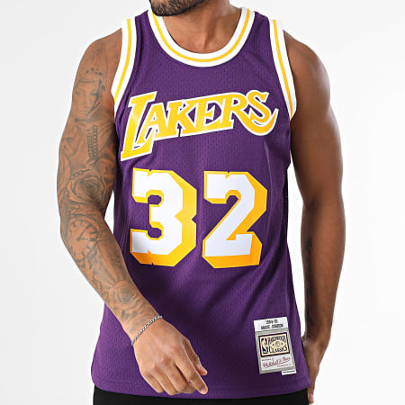 Mitchell and Ness - Los Angeles Lakers Magic Johnson Paars Swingman Road Basketbal Jersey