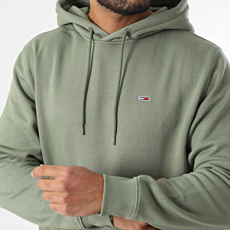 Tommy Jeans - Sweat Capuche Flag 0742 Vert Kaki