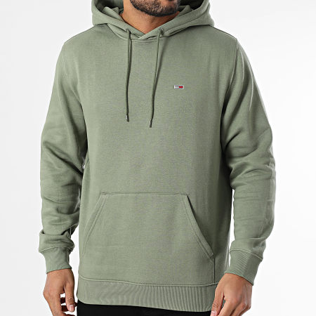 Tommy Jeans - Sweat Capuche Flag 0742 Vert Kaki