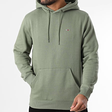 Tommy Jeans - Sweat Capuche Flag 0742 Vert Kaki