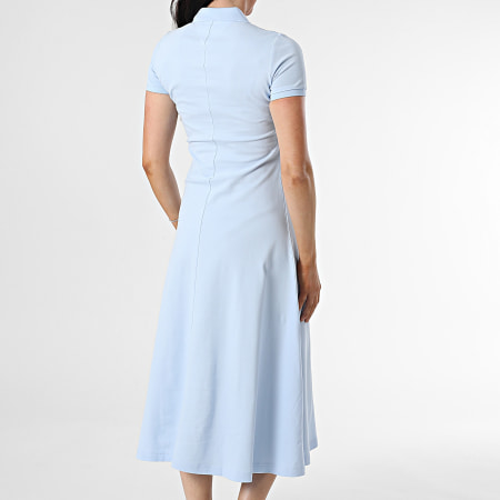 Tommy Jeans - Robe Polo Manches Courtes Femme Maxi 0383 Bleu Clair