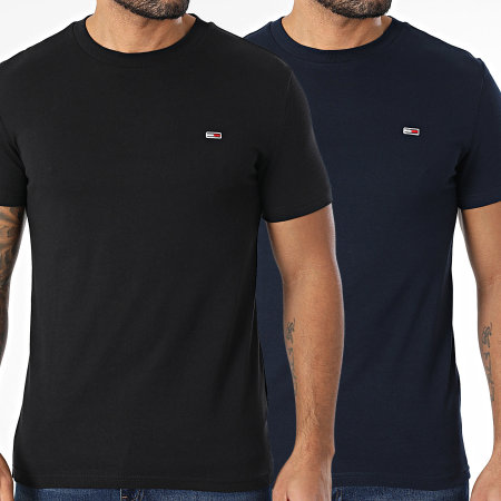 Tommy Jeans - Lot De 2 Tee Shirts Jersey 0687 Noir Bleu Marine