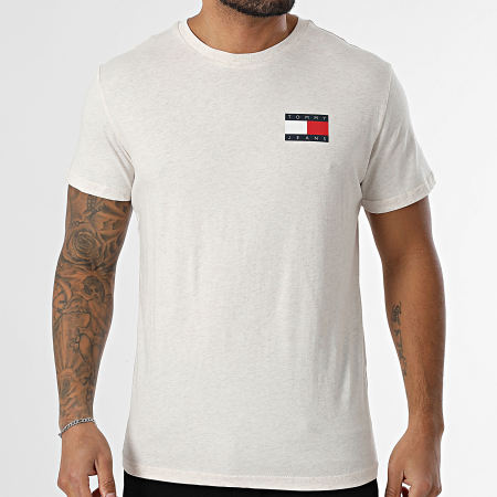 Tommy Jeans - Tee Shirt Slim Essential Flag 0740 Beige Chiné
