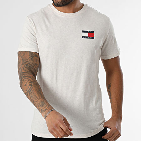 Tommy Jeans - Tee Shirt Slim Essential Flag 0740 Beige Chiné