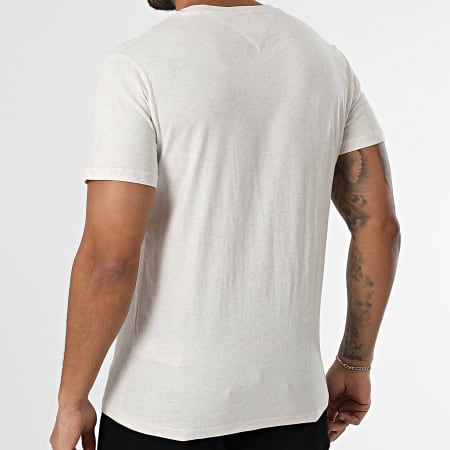 Tommy Jeans - Tee Shirt Slim Essential Flag 0740 Beige Chiné