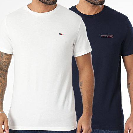Tommy Jeans - Lot De 2 Tee Shirts 1344 Blanc Bleu Marine