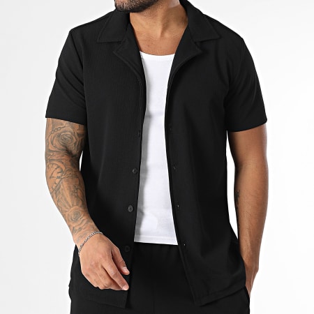 Zayne Paris  - Ensemble Chemise Manches Courtes Et Short Jogging Noir