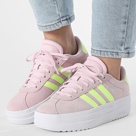 Adidas Sportswear - Baskets Femme VL Court Bold J JI1017 Clear Pink Hi-Res Yellow Footwear White