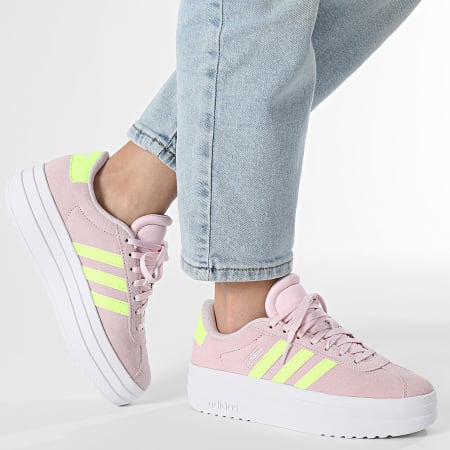Adidas Sportswear - Baskets Femme VL Court Bold J JI1017 Clear Pink Hi-Res Yellow Footwear White
