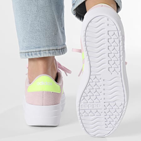 Adidas Sportswear - Baskets Femme VL Court Bold J JI1017 Clear Pink Hi-Res Yellow Footwear White