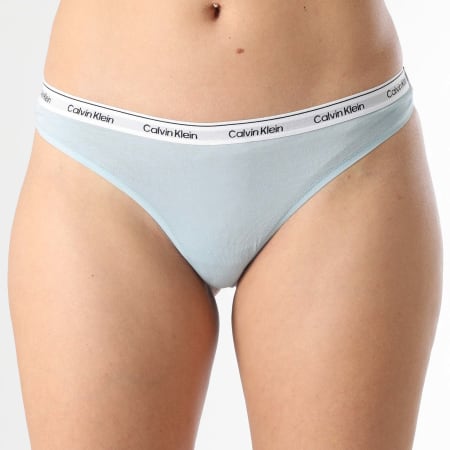 Calvin Klein - Lot De 5 Strings Femme Icon Logo QD5221E Noir Rouge Gris Chiné Bleu Clair Bleu Ciel
