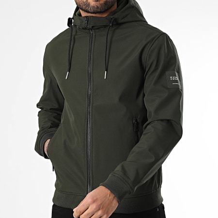 Jack And Jones - Basic Softshell Zip Hooded Jacket Donkergroen