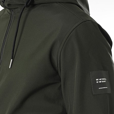 Jack And Jones - Basic Softshell Zip Hooded Jacket Donkergroen