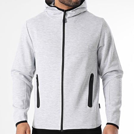 Jack And Jones - Sweat Zippé Capuche Fusion Gris Chiné