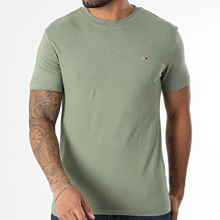 Tommy Jeans - Lot De 2 Tee Shirts Jersey 0687 Blanc Vert Kaki