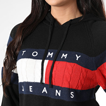 Tommy Jeans - Pull Capuche Femme Center Flag 0250 Noir