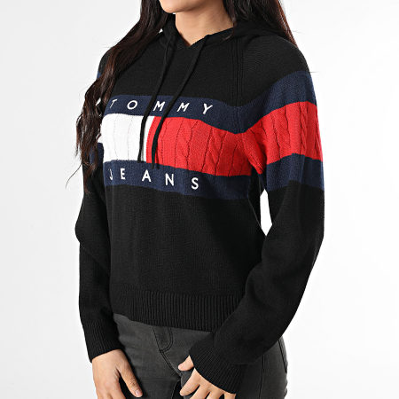 Tommy Jeans - Pull Capuche Femme Center Flag 0250 Noir