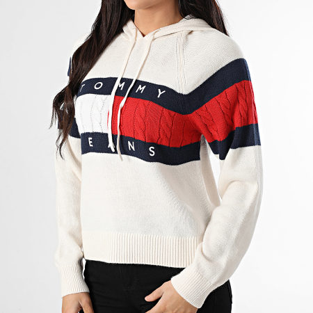 Tommy Jeans - Pull Capuche Femme Center Flag 0250 Ecru