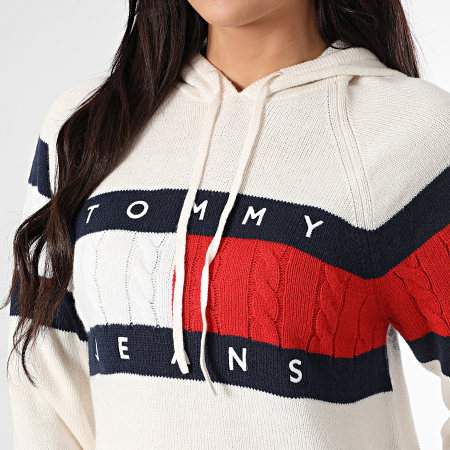 Tommy Jeans - Pull Capuche Femme Center Flag 0250 Ecru