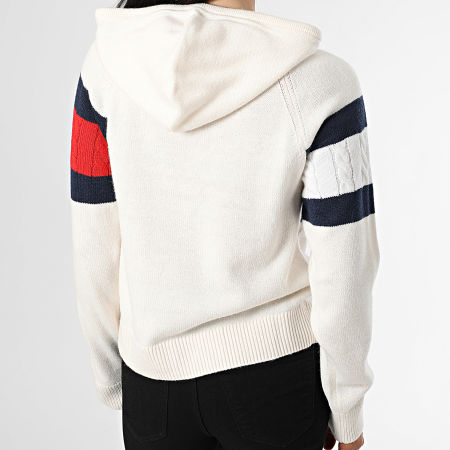 Tommy Jeans - Pull Capuche Femme Center Flag 0250 Ecru