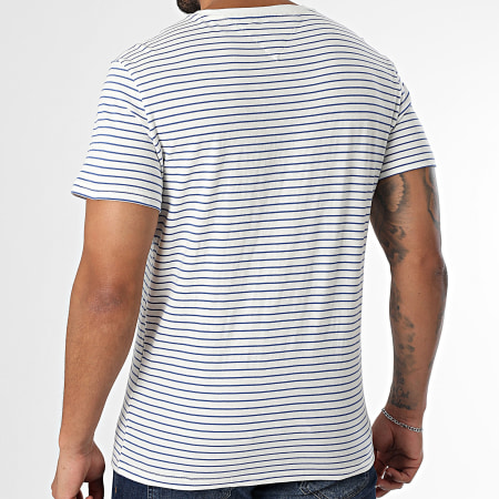 Tommy Jeans - Tee Shirt Stripe 0377 Blanc Bleu Roi