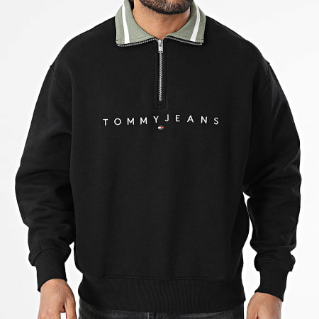 Tommy Jeans - Sweat Col Zippé Relax Linear 0857 Noir